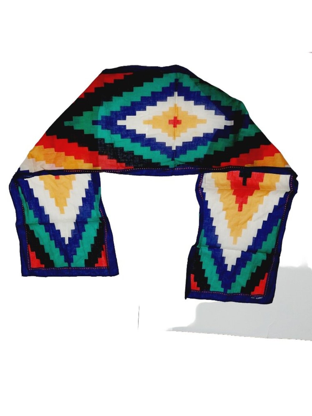 Katia XIIX Karat Rectangle Scarf Geometric Multi-colored Made in Japan 52x10